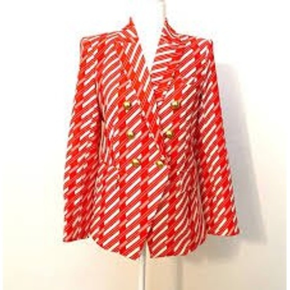 Veronica Beard Jackets & Blazers - Veronica Beard Miller Dickey Jacket Red White Stripe Double Breasted Blazer 6